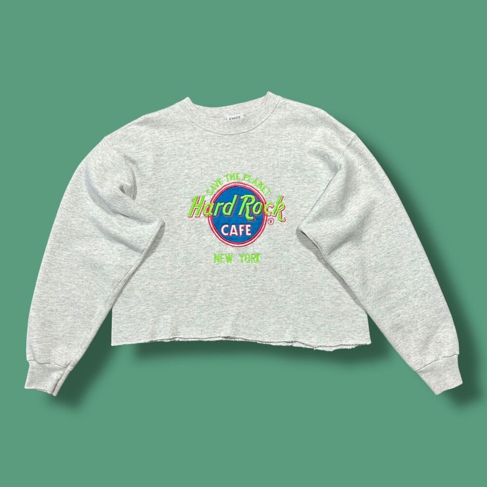 Vintage Hard Rock Cafe Save The Planet New York Crewneck Sweatshirt 90s Cropped